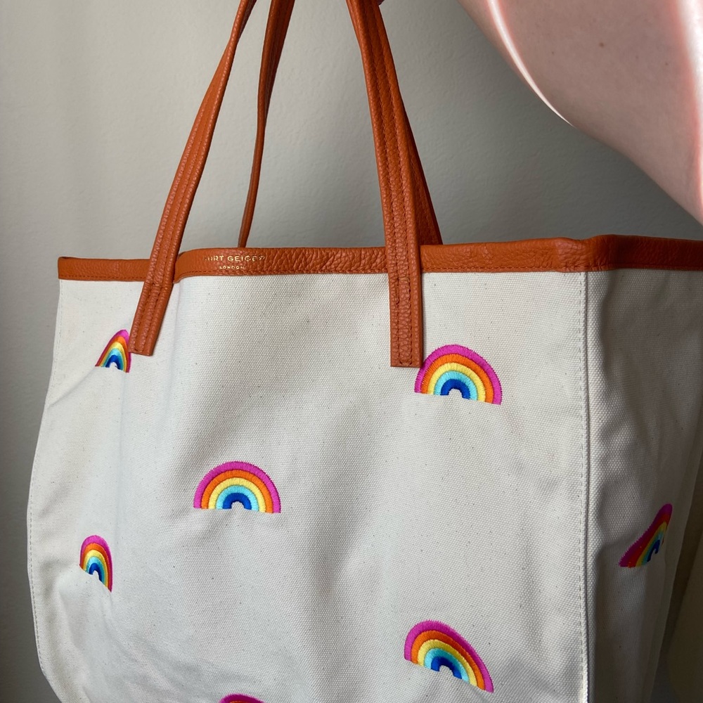 Kurt Geiger london rainbow print large cotton tote, new